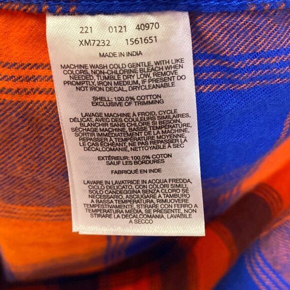 Columbia Men's Orange Blue Plaid CLG Flare Gun Flannel Button-Up Shirt Size 2XL - Picture 11 of 11